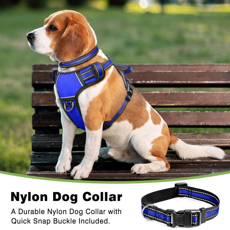 WINSEE Dog Harness No Pull, Pet Harnesses with Dog Collar, Adjustable Reflective Oxford Outdoor Vest, Front/Back Leash Clips for Small, Medium, Large, Extra Large Dogs, Easy Control Handle for Walking - Image 2